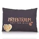 Herbalind Zirbenkissen Zirbentraum in Anthrazit/Roségold 30x20 mit Reißverschluss - Gefüllt mit Zirben Zirbenflocken Kopfkissen 100% Baumwolle ohne Zusatzstoffe, Schlafkissen, Duftkissen