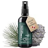 Alpen Herz Zirbenspray - 100 ml naturrein mit ätherisch Zirbenöl - Kissen duft Bett duftspray Bettspray duftspray Auto Infrarotkabine duft Tannenbaum duft WC duft Kopfkissen duft Yoga spray Geschenk